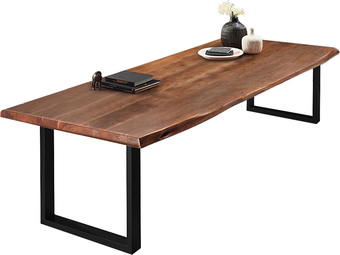 Esstisch Baumkante massiv Akazie nussbaumfarben 240 x 110 schwarz VALIN