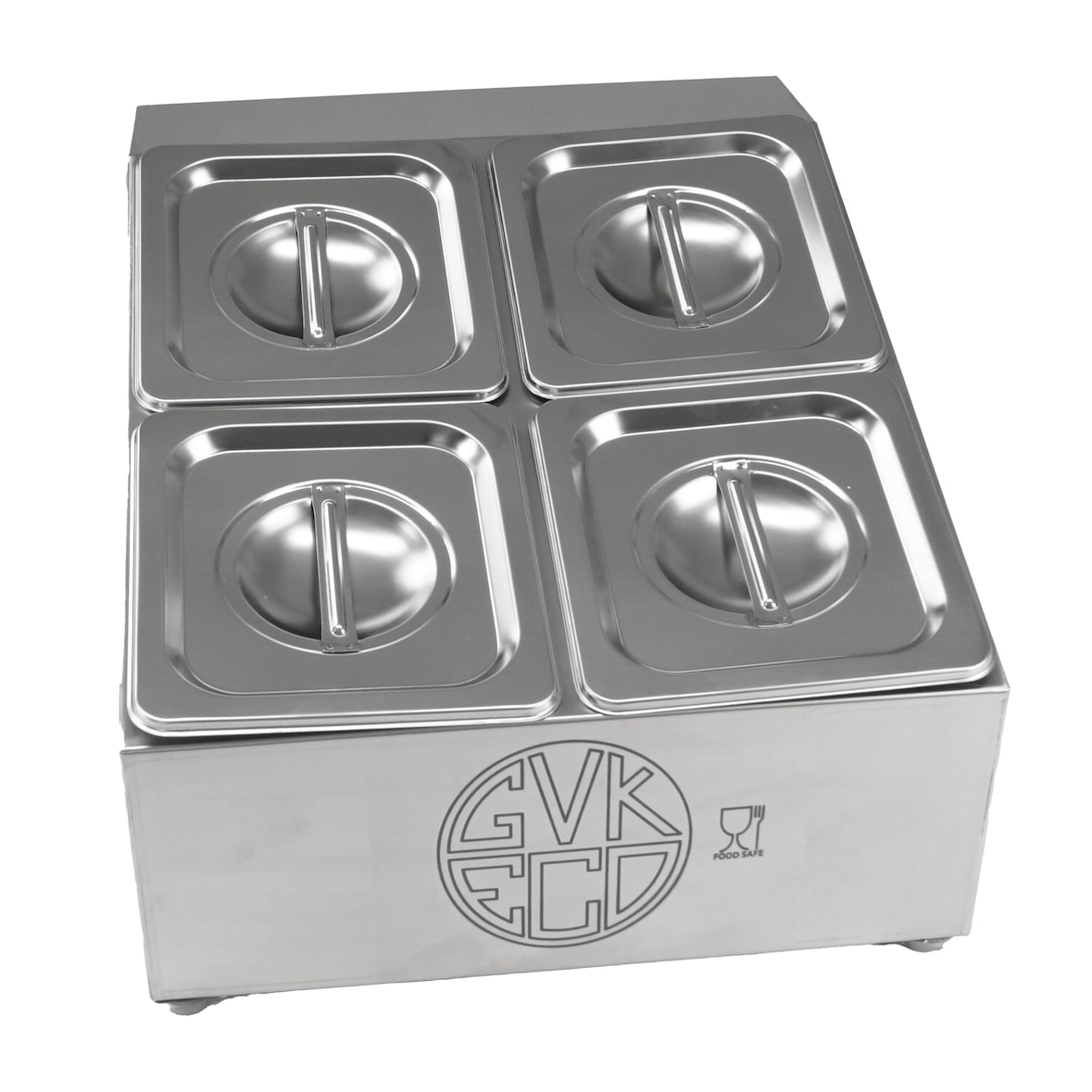 GN-Aufsatzbord für 4 Stück 1/6 Gastronormbehälter inkl. 1/6 GN-Behälter mit Deckel