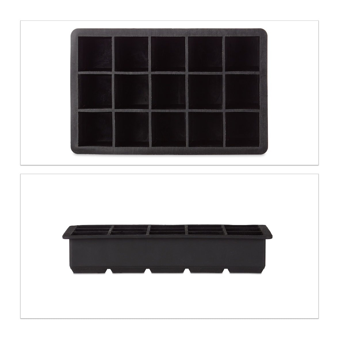 Relaxdays Eiswürfelform Silikon, für 3,5 cm Eiswürfel, BPA-frei, für Cocktails, HxBxT: 3,5 x 19,5 x 12,5 cm, schwarz