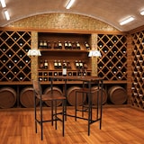 thumbnail of Set van BAR-tafel en 2 notenbruine krukken Mod. VENICE van Yelloo