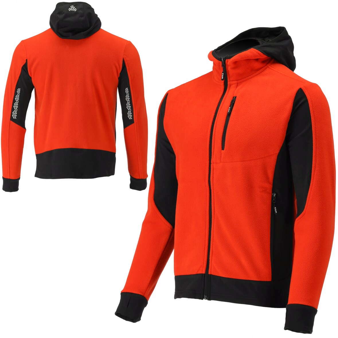 Sweat à capuche polaire, sweat à capuche avec fermeture éclair SARNA taille M rouge-noir