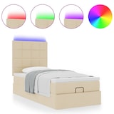 thumbnail of vidaXL Ottoman-Bett mit Matratze & LEDs Creme 90x190 cm Stoff