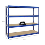 thumbnail of Schwerlastregal DINO | HxBxT 180x200x60cm | 4 MDF-Platten-Ebenen 6,5 mm | Fachlast 500kg | Blau