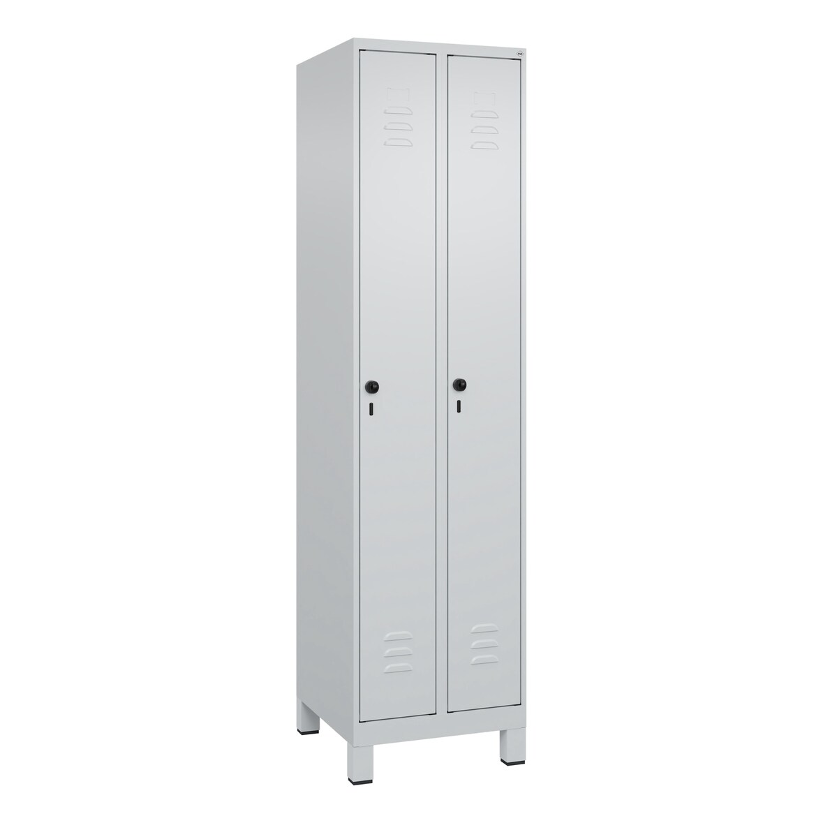 C+P Spind Classic PLUS, Füßen, 2 Abteile, HxBxT 195x50x50cm, Sicherheitsdrehriegel, Hellgrau/Hellgrau von PROREGAL