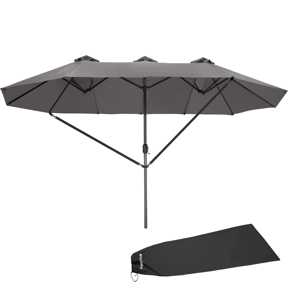 tectake Parasol SILIA en aluminium 460 x 270 cm - gris - 404256