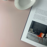 thumbnail of Restootab - Tischplatte Ø70 Dekor rosa bourbon Kanten in Holzoptik