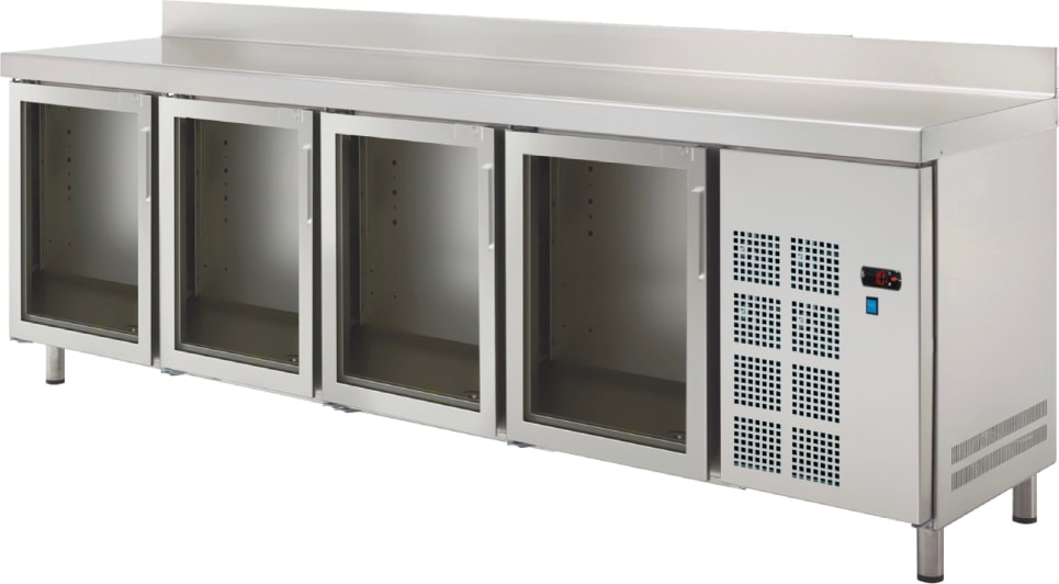 Kühler tisch 4 glastüren - 2545x600x850 mm - 350 W 230/1V - 73289509 Eurast