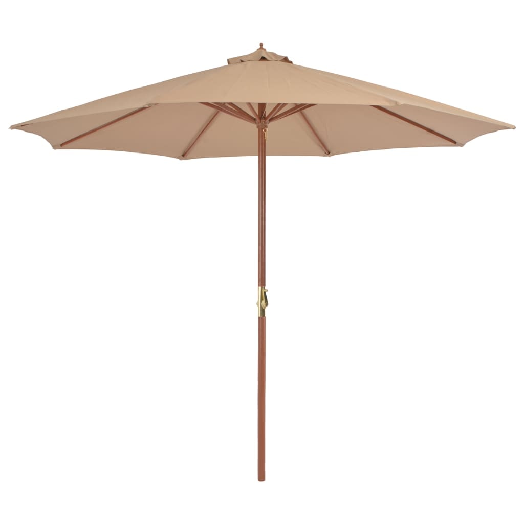 vidaXL Parasol met houten paal 300 cm Taupe