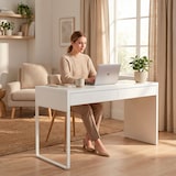 thumbnail of Scrivania Ufficio Home Office Studio Design Moderno Tavolo Lavoro Computer Cassetti Arredo Casa Professionale Ampia Superficie 138 x 50 x 75 Cm Bianco