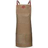 thumbnail of 149 - Vintage Latzschürze, X-Rückenbindung, B 75 cm x L 89 cm : olive 100% Baumwolle (mit Ledertaschen)