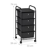 thumbnail of Relaxdays Badrollwagen, 4 Schubladen, Metall & Kunststoff, Rollcontainer Bad, Kosmetik, HBT: 74 x 33 x 39 cm, schwarz