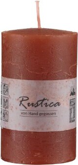 thumbnail of Rustikale durchgefärbte Kerze Weihnachtsrot, 80 x 60 mm, Stumpenkerze, rußarm, tropffrei, RAL Kerzengüte Qualität