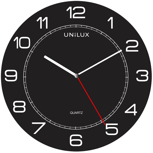 Unilux Méga Horloge Murale Grande taille avec Système Quartz Diamètre 57,5 cm Noir