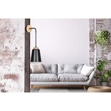 thumbnail of Applique 1 Luce Lancillotto A Cono In Acciaio Nero E Legno Naturale