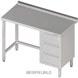 thumbnail of Stalgast Edelstahl Arbeitstisch ohne Grundboden, 1600x600x850 mm, mit 3er Schubladenblock links, ohne Aufkantung, verschweißt