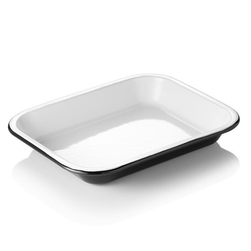 8x Schale GRACE, 28 x 23 x 4,5 cm, 1,9 ltr., Emaille, weiß schwarz