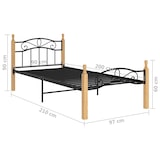 thumbnail of vidaXL Bettgestell Schwarz Metall und Massivholz Eiche 90x200 cm