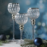 thumbnail of Kerzenhalter Kelch CORDOBA Glas Windlicht H: 30,5cm 34,5cm 40cm gold 3er Set