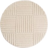thumbnail of Carpetsale24 Wohnzimmer Teppich Rund 160 cm Creme Hochflor Skandi Boho Karo Design Hoch-Tief Effekt Weicher Flauschig Pflegeleicht für Schlafzimmer