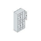 thumbnail of C+P Spind Classic PLUS, Sockel, 6 Abteile, HxBxT 195x90x50cm, Sicherheitsdrehriegel, Hellgrau/Rot von PROREGAL