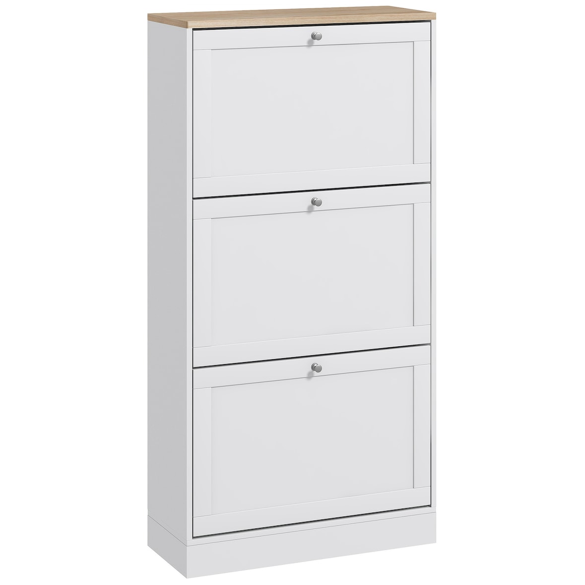 Mueble zapatero de recibidor armario zapatero moderno con 3 cajones abatibles y estantes ajustables para 18 pares de zapatos 60x23,5x115 cm blanco