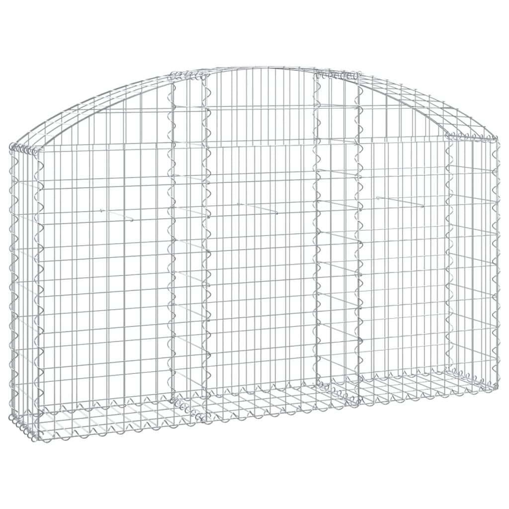 vidaXL Gabione mit Hochbogen 150x30x80/100 cm Verzinktes Eisen