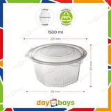 thumbnail of DayBays 150 Stk. Haushaltsbox PP 1500 ml 220x216x67 mm 8 Eckig Salat-Box Alpha mit anhängendem Deckel