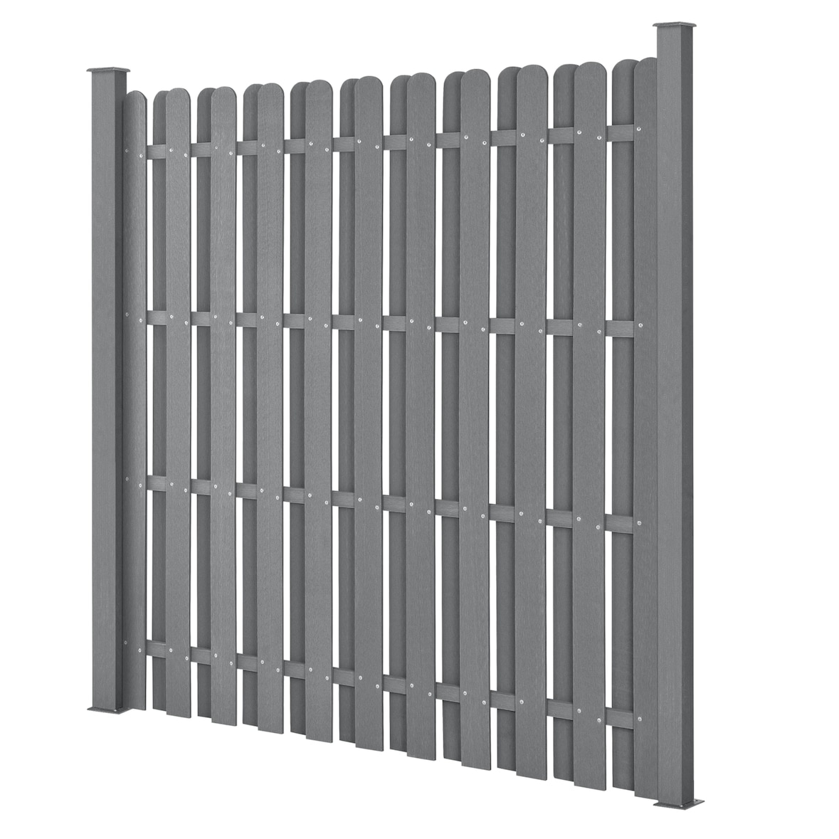 Helloshop26 - Kit de 3 clôtures barrière brise vue brise vent bois composite (WPC) gris 185 x 562 cm 03_0006606