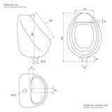 thumbnail of ECD Germany Urinal Weiß 35×46×30 cm Zulauf oben – Keramik Pinkelbecken oval, Nano-Versiegelung, senkrechter Ablauf