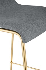 thumbnail of Barhocker TENAR - Stoff Hellgrau 43x48x100 cm Gold | Barstuhl Mit Lehne Tresenhocker Tresenstuhl Kneipenhocker Kneipenstuhl