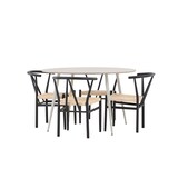 thumbnail of Plaza Essgruppe Tisch Ø120cm und 4 Stühle mit Armlehnen stapelbar beige.