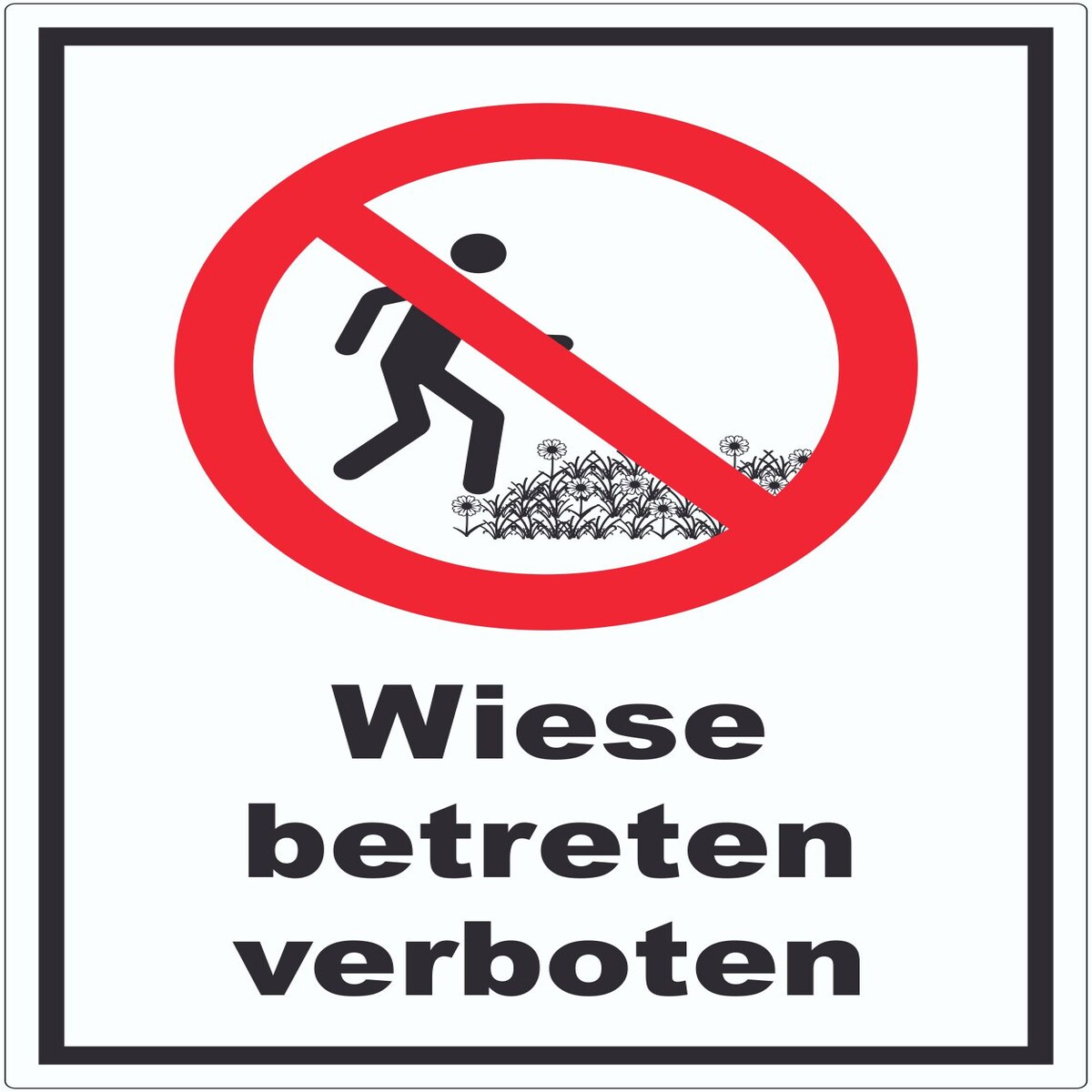 Wiese betreten verboten Aufkleber A2 (420x594mm)
