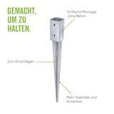thumbnail of Alberts 8 x Einschlag-Bodenhülse für Vierkantholzpfosten, 46 x 46 mm, Länge 550 mm, feuerverzinkt, zum Einbetonieren