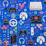 thumbnail of Geschenkpapier Gaming Motiv 70cm x 2m Rolle Geschenk Papier Geburtstag Junge Kindergeburtstag Gamer Geschenkpapierrolle Farbiges Packpapier Dunkelblau