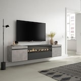 thumbnail of Wohnzimmer TV-Schrank, Viel Stauraum, 200x35x45cm, Für TV-Geräte bis zu 80“, Elektrischer Kamin, Hängend, Moderner Stil, Zementgrau _ 52_23