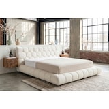 thumbnail of Cama KAWOLA ATTICO Cama tapizada Tejido blanco crema 200 x 200 cm con somier de láminas