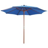 thumbnail of vidaXL Parasol met houten paal 300x258 cm blauw