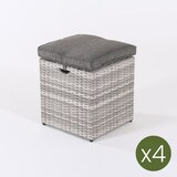 thumbnail of Pacote 4 unidades - Saco de feijão de jardim de rattan sintético cor cinza com Almofada removível - Tamanho: 40x40x49 cm