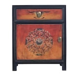 thumbnail of OPIUM OUTLET meubelset "Fire" aziatisch chinees oosters vintage, ladekast kledingkast, 2 nachtkastjes nachtkastjes, oranje-zwart