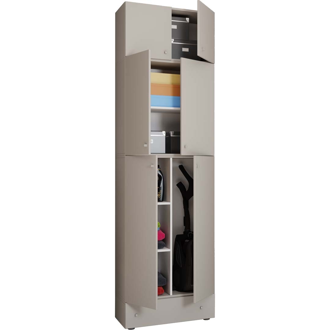 LonaXXL Kleiderschrank 6 Türen 1 Schublade grau.