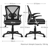 thumbnail of Yaheetech Bürostuhl, Schreibtischstuhl mit Hochklappbaren Armlehnen, Drehstuhl mit Verstellbaren Lendenwirbelstütze, Chefsessel aus Mesh, Schwarz
