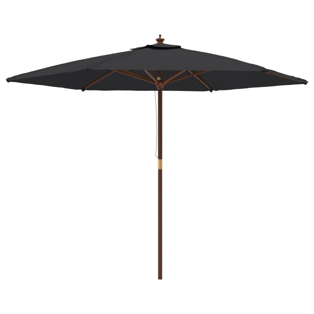vidaXL Parasol met houten paal 299x240 cm zwart