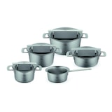 thumbnail of Fissler - Phi Collection - Set 5-teilig (Topf mit Glasdeckel 16 + 20 + 24 cm, Stielkasserolle 16 cm, Stielkasserolle mit Glasdeckel 20 cm)