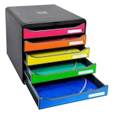 thumbnail of Exacompta - Réf. 309798D - BIG BOX PLUS - Caisson 5 tiroirs  - Dimensions extérieures :  Prof. 34,7 x l 27,8 x H 27,1cm - Noir/Arlequin