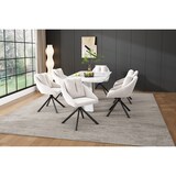 thumbnail of Merax Esszimmerstuhl (360° drehbar, Set, 4 St), 4er Set Polsterstühle Drehstuhl mit Rückenkissen Wohnzimmerstuhl Samt, Beige