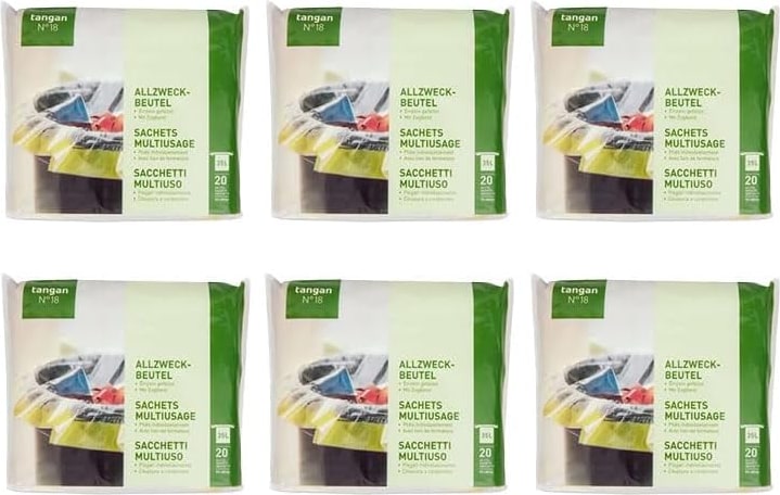 Müllbeutel Allzweckbeutel Reißfeste Müllbeutel mit Zugband 35L Einzeln gefaltet - 6 Packung x 20 Beutel