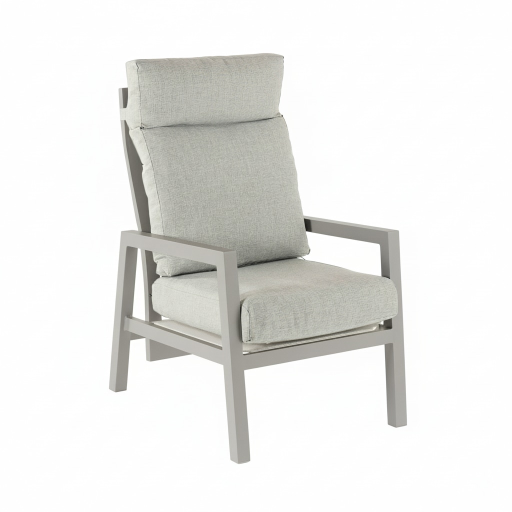 Sillón de exterior reclinable, Aluminio, Color Gris, 59x72x112