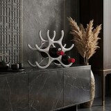 thumbnail of Design Aluminium Weinregal 6 Flaschen in Silber 29x24x14 cm, Flaschenregal Wein Zubehör flach modern, Metall Deko Weinflaschen Halter Schmal Küche