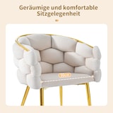 thumbnail of Esszimmerstuhl Samt Beige 44x41x74 cm mit goldfarbenem Rückengestell, Metallbeinen und verstellbaren Bodenausgleichern, komfortabel