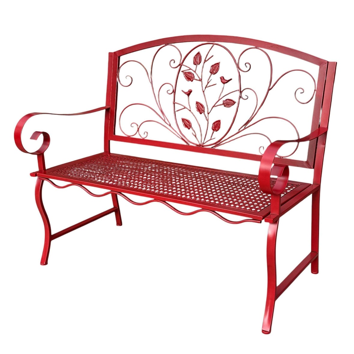 DanDiBo Gartenbank Rosso Wetterfest 2 Sitzer Metall Rot 110 cm 96707 Sitzbank Eisen Bank Garten Antik Parkbank